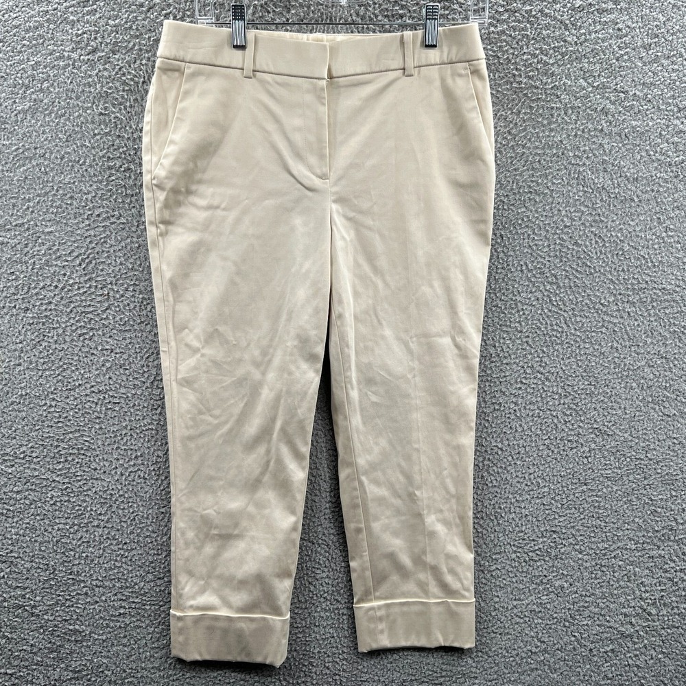 Chicos Womens Cropped Ankle Pants S Cream Minimalist Work Career Stretch‎ Cuffed